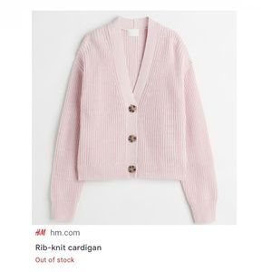 H&M Rib Knit Cardigan Light Pink, Size XS X-Small